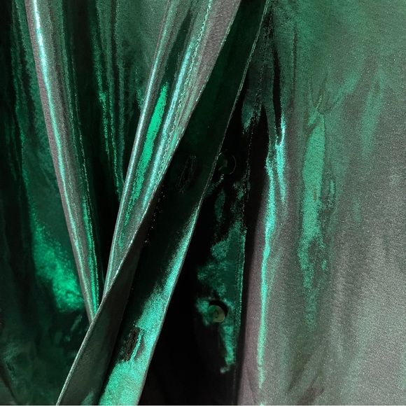 Anthropologie Emerald Green Satin Women's Top - Picture 3 of 6